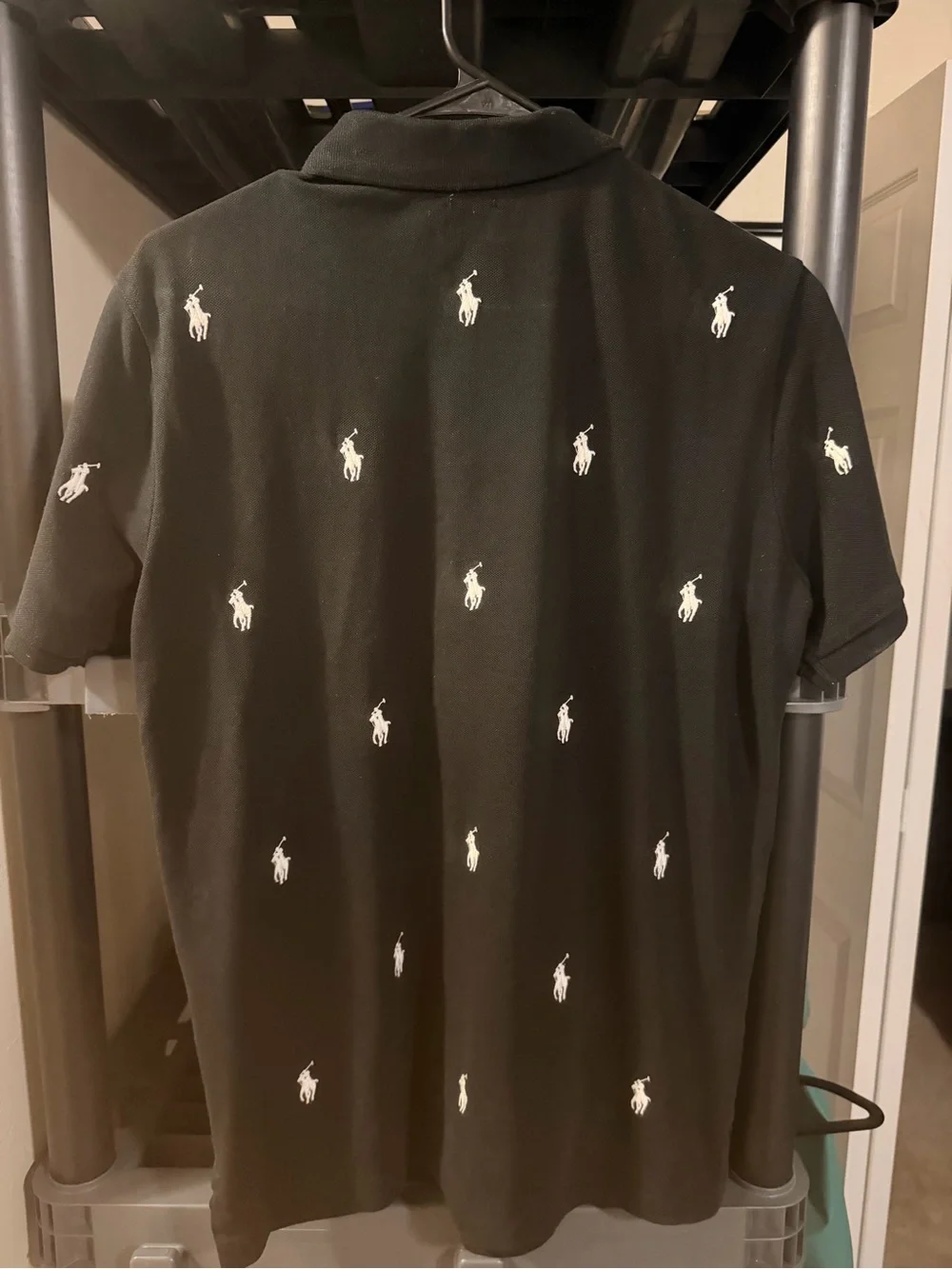 Ralph Lauren Black Polo Shirt with White Pony Embroidery
